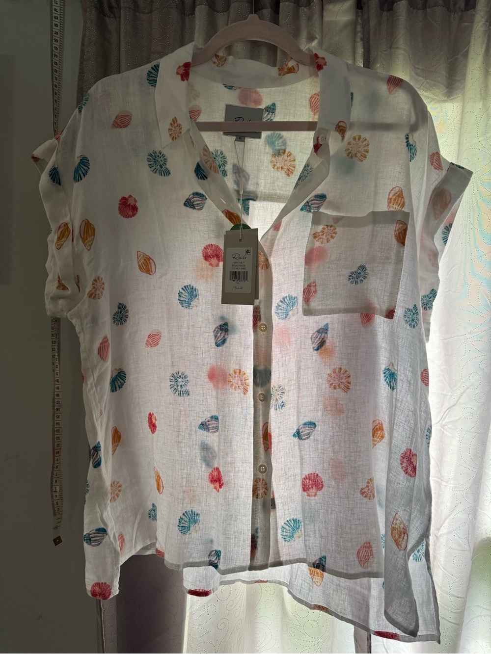 Rails White Shell-Print Button Down Shirt - Picture 2 of 4